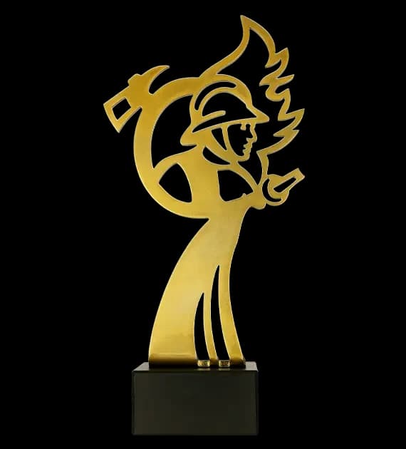 Metal trophy with marble base - Firefighting