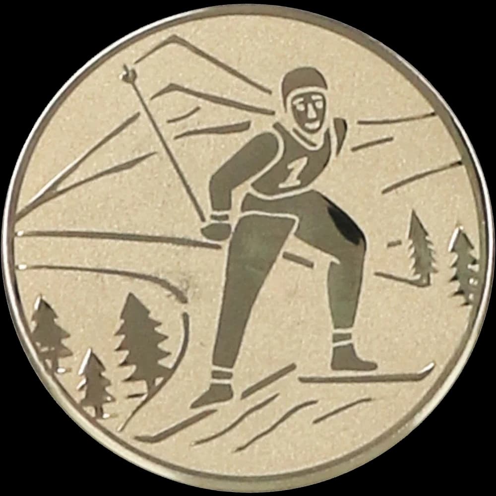 Aluminijski umetak zlatni - skijaš