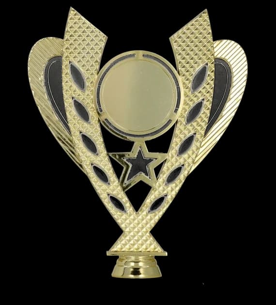 Plastic figurine with space for 50mm emblem