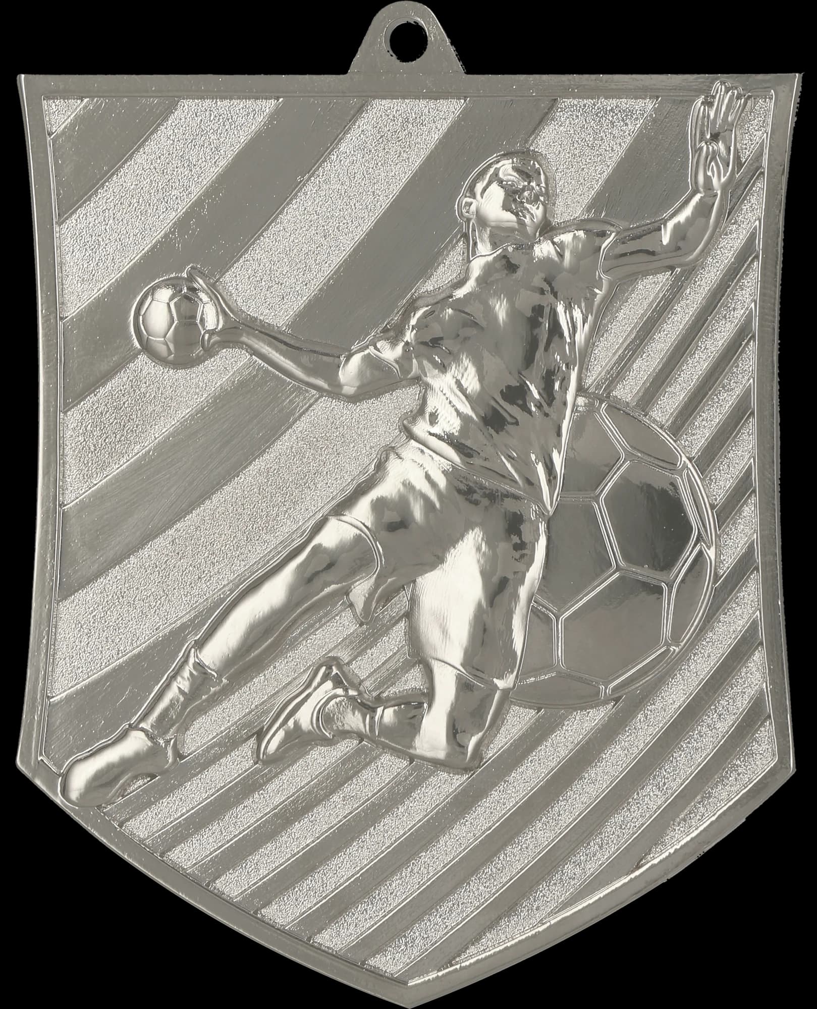 Cast medal silver – handball - laser engraved - RMI