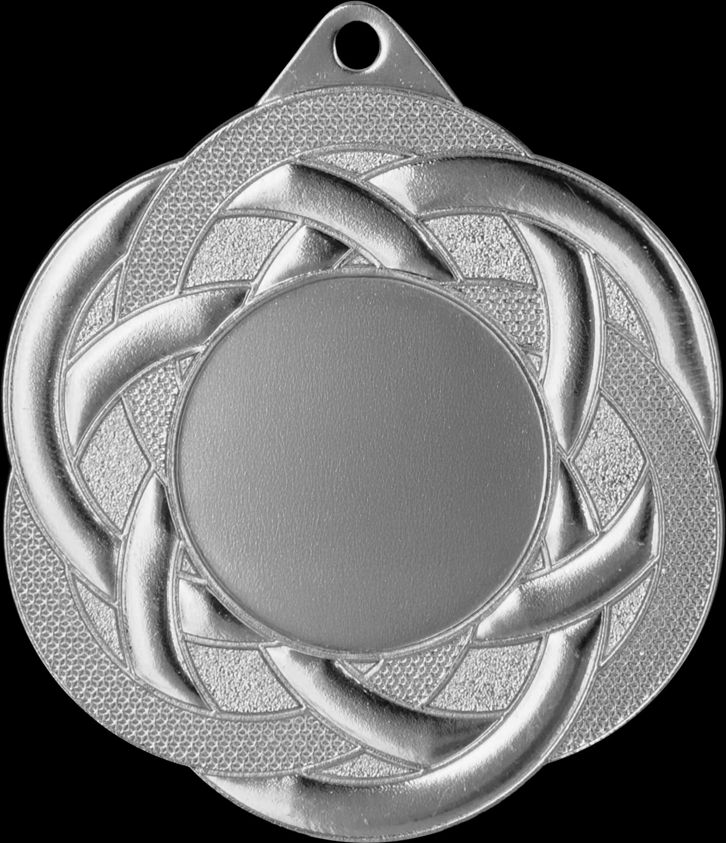 Steel medal in silver colour with space for 25 mm emblem