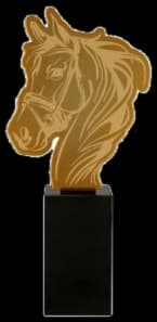 Metal trophy with marble base - HORSE HEAD