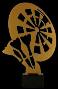 Metal trophy with marble base - Darts