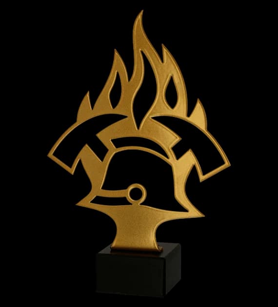 Metal trophy with marble base - Firefighting - insignia