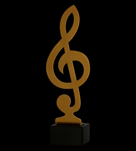Metal trophy with marble base - Music - treble clef