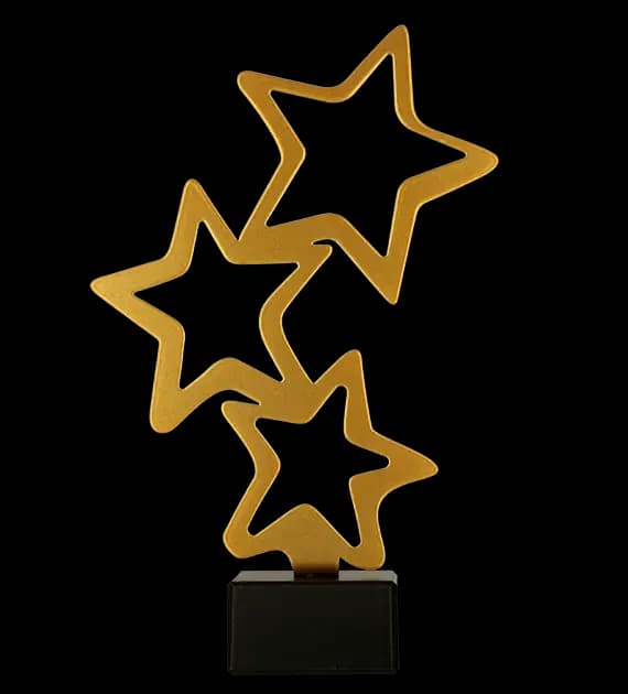 Metalni trofej s mramornim postoljem - Zvjezdice x3