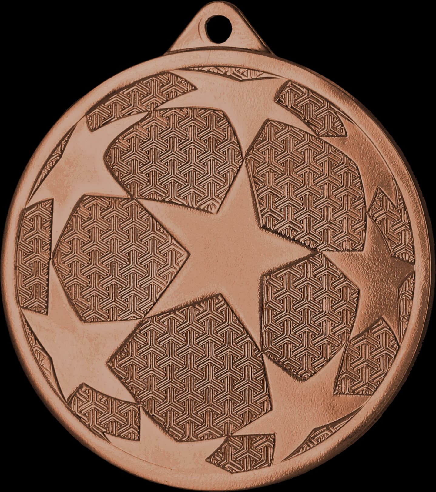 Bronze medal - stars - football - steel medal, laser engraved - RMI