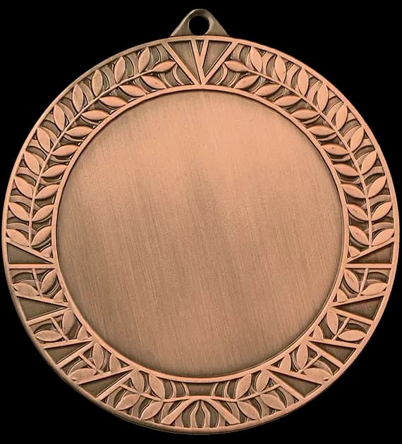 Metal medal with engraving on laminate