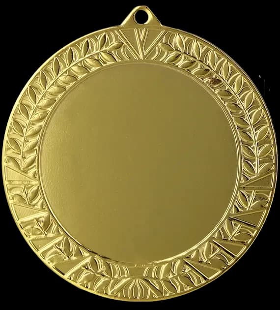 Metal medal with engraving on laminate