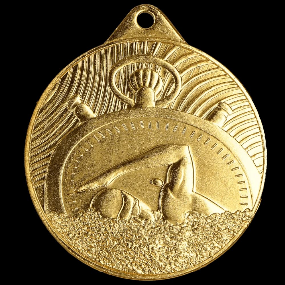Gold steel medal - swimming