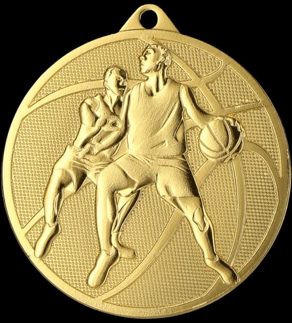 Gold medal - basketball - steel medal with laser engraving - RMI