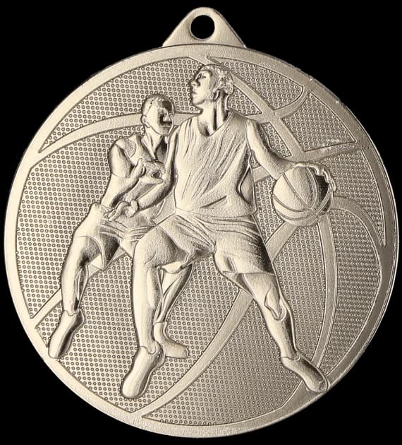 Silver medal - basketball - steel medal with laser engraving - RMI