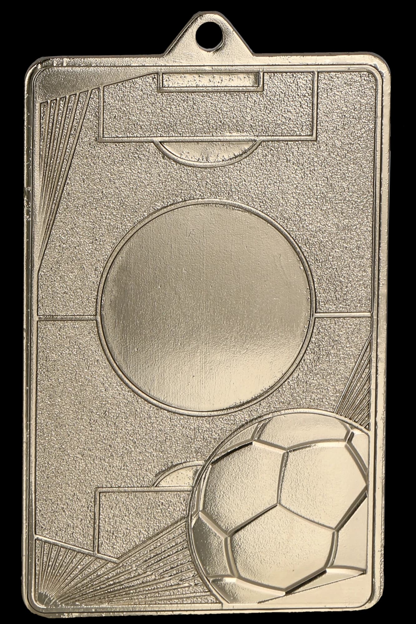 Silver medal - football pitch - football - steel medal