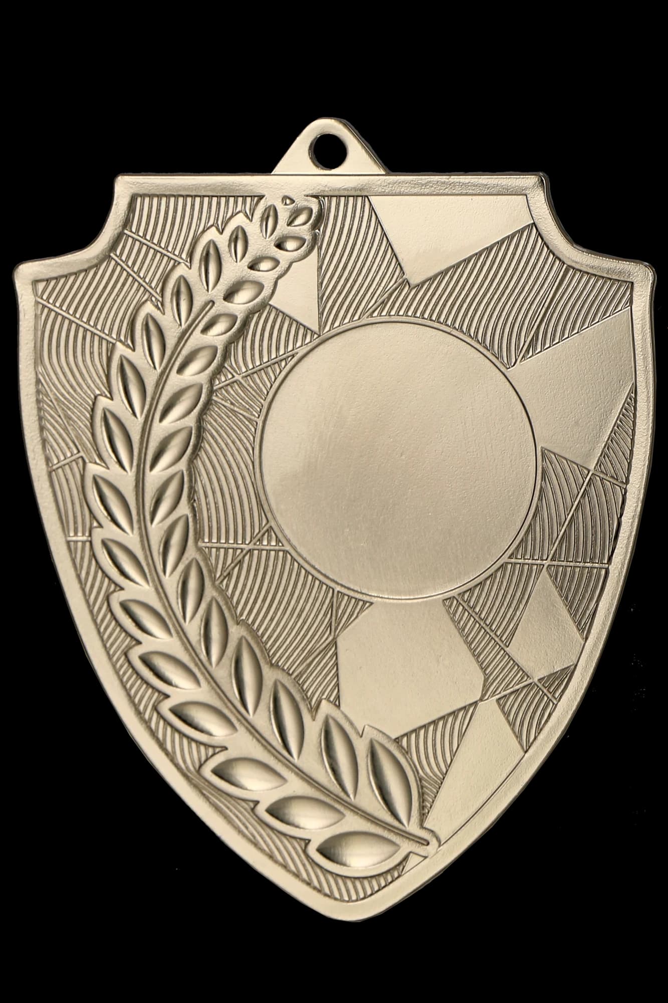 Silver medal - shield with 25 mm emblem slot - steel medal