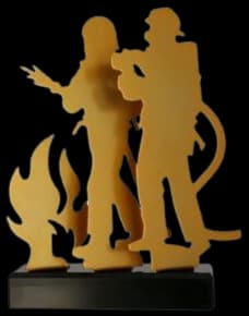 Metal trophy with marble base - Firefighting