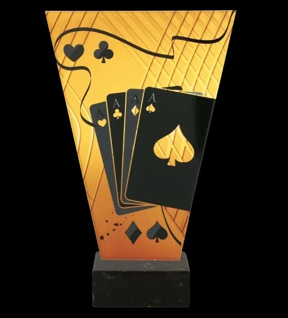 Monochrome glass trophy on marble base - CARDS