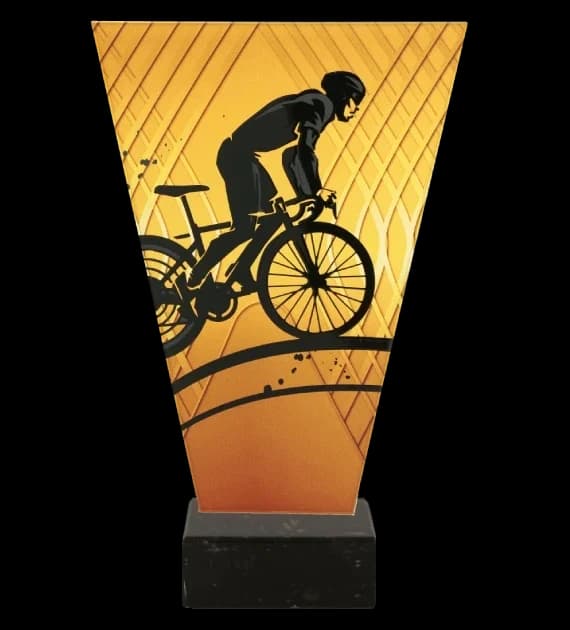 Monochrome glass trophy on marble base - ROAD CYCLING