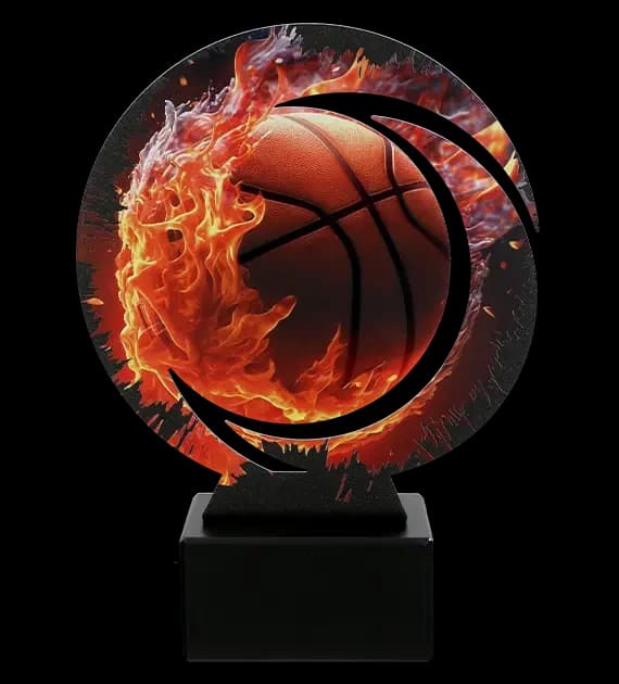 Metal trophy with marble base - Basketball