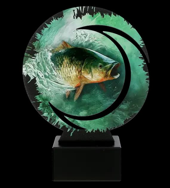 Metal trophy with marble base - Fishing