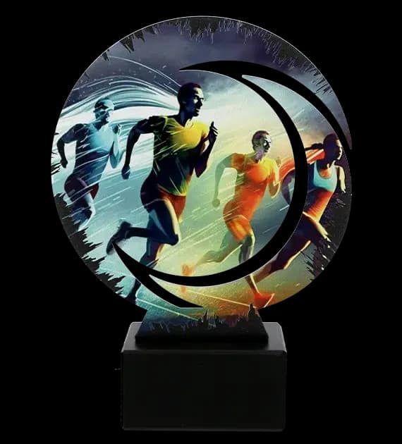 Metal trophy with marble base - Running