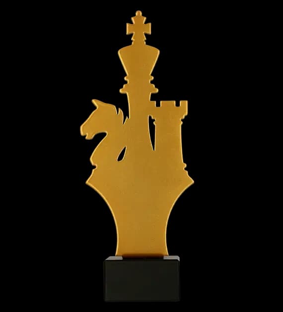 Metal trophy with marble base - Chess
