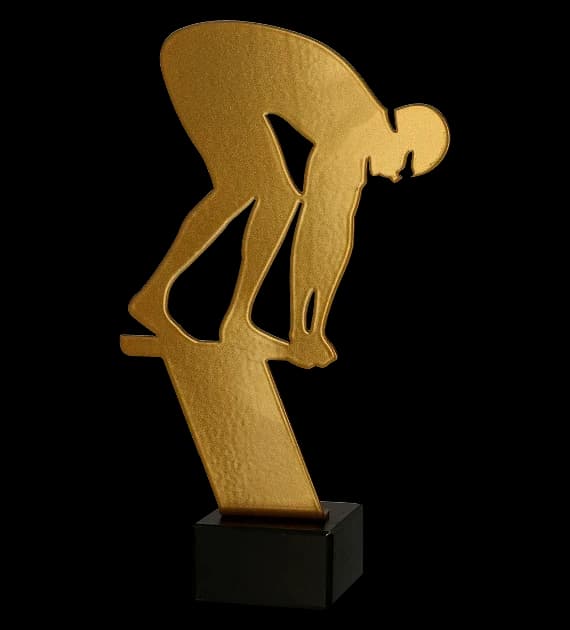 Metal trophy with marble base - Swimming - diving