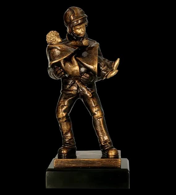 Cast figurine - firefighting