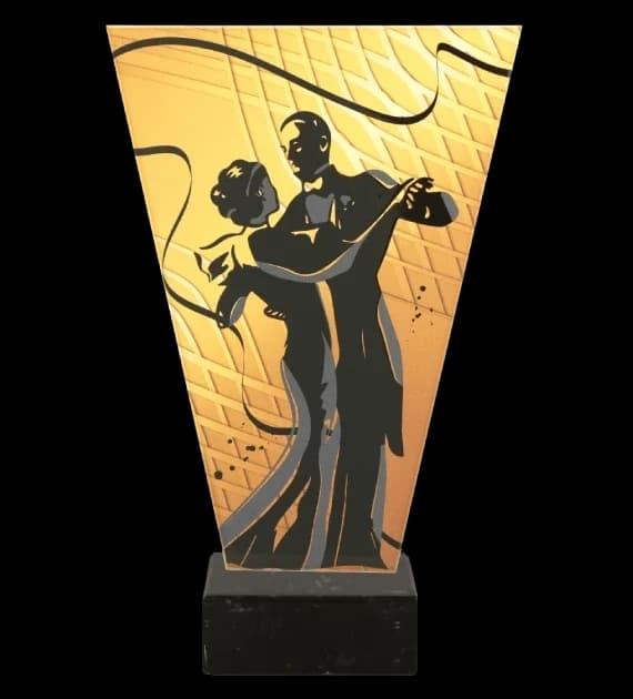 Monochrome glass trophy on marble base - CLASSICAL DANCE
