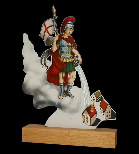 Metal trophy on wooden base - Firefighting