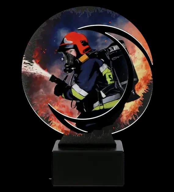 Metal trophy with marble base - Fire brigade