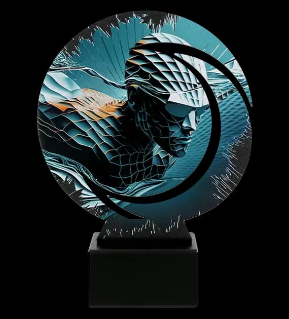 Metal trophy with marble base - Swimming